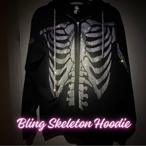 ☠️💎bling hoodie with bling drawstrings